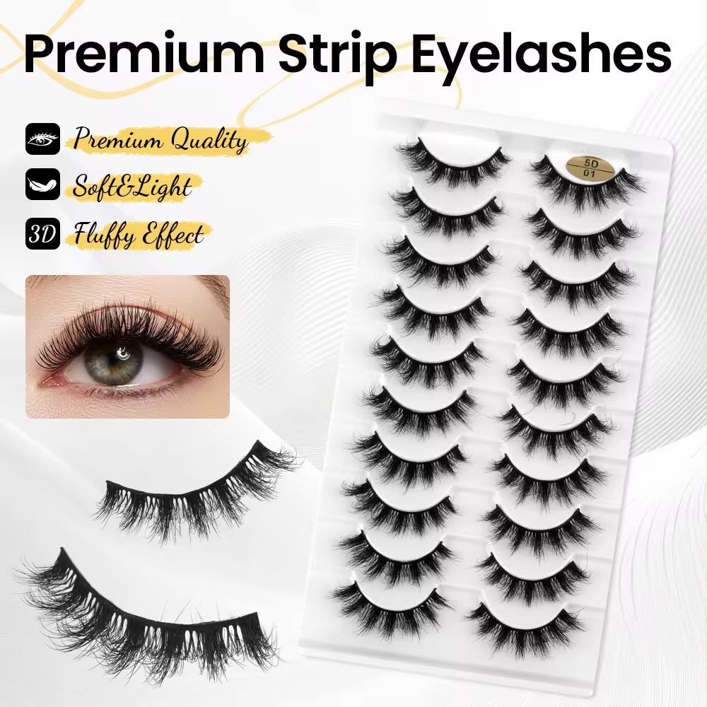 10 Pair Mink Eyelashes (5D-01)