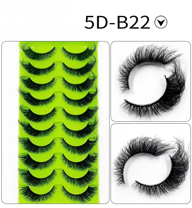 10 Pair Mink Eyelashes (5D-B22)