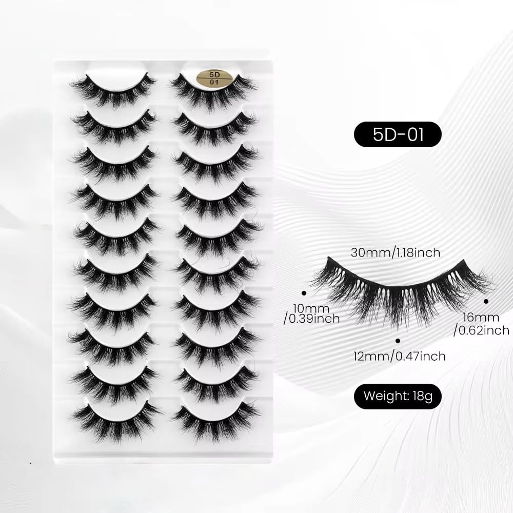10 Pair Mink Eyelashes (5D-01)