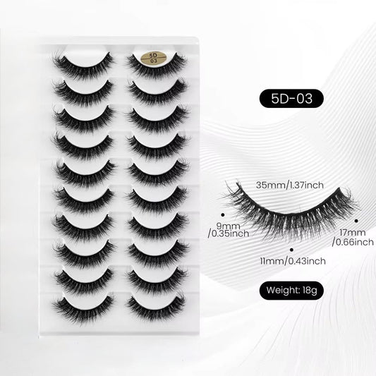 10 Pair Mink Eyelashes (5D-03)